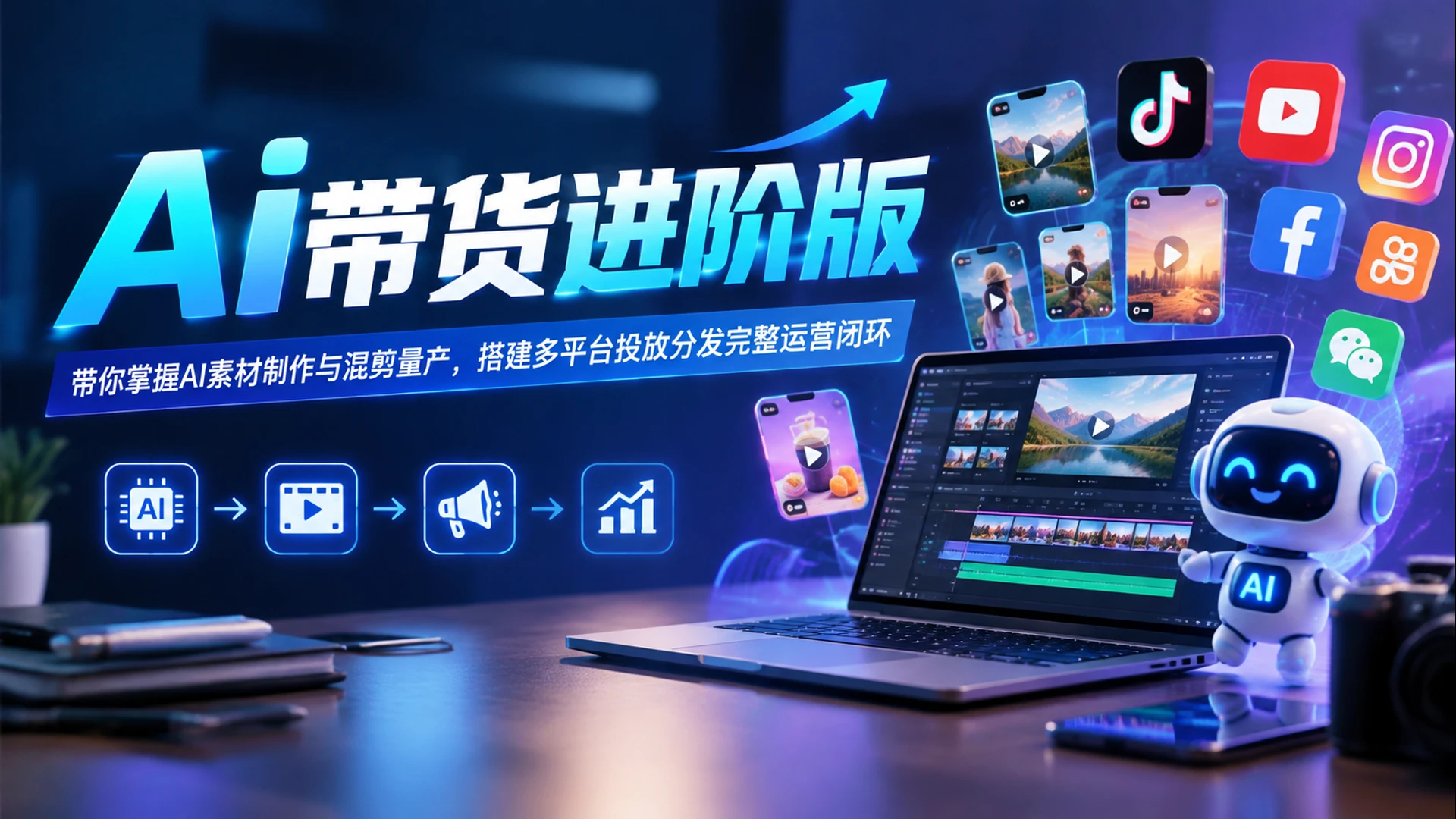 【精】Ai带货进阶版,带你掌握AI素材制作与混剪量产,搭建多平台投放分发完整运营闭环 【精】Ai带货进阶版,带你掌握AI素材制作与混剪量产,搭建多平台投放分发完整运营闭环