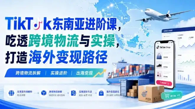 【精】TikTok东南亚进阶课，吃透跨境物流与实操，打造海外变现路径