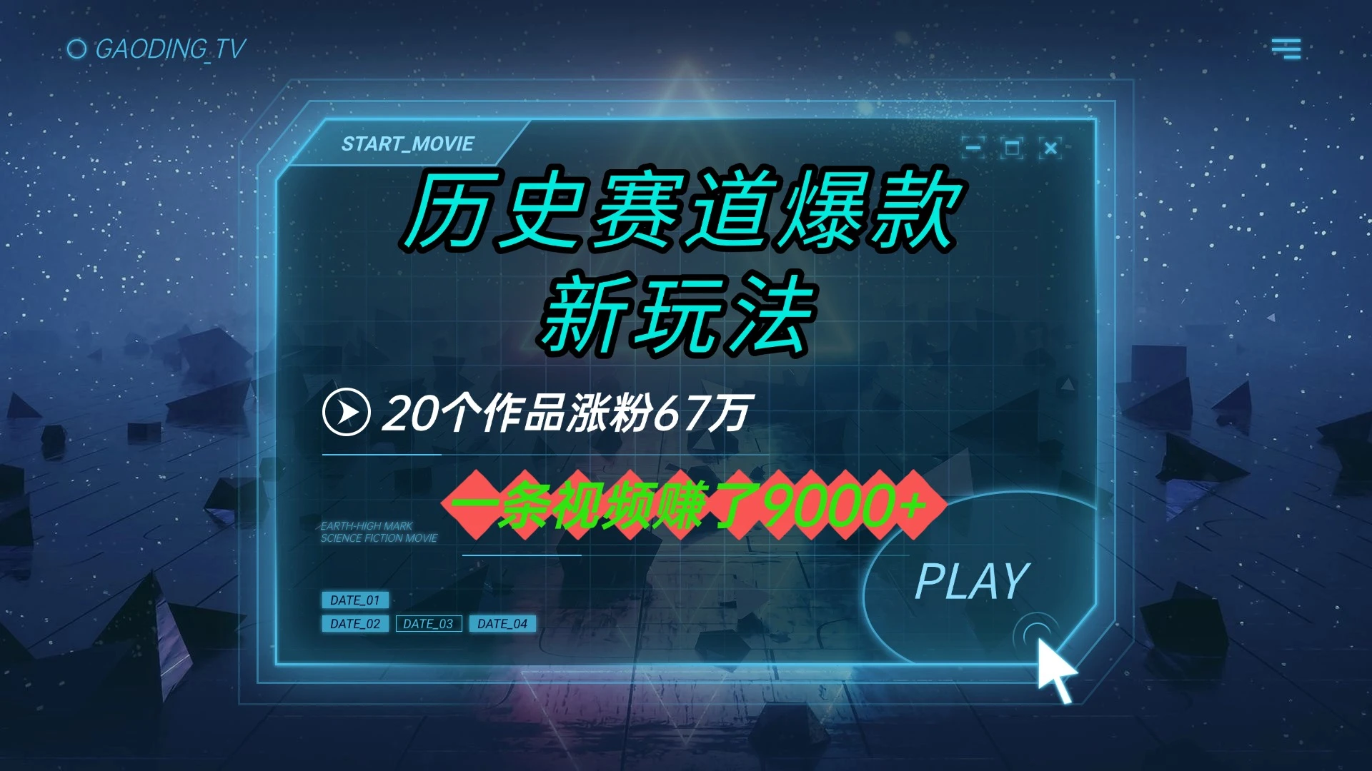 20个作品涨粉67万，一条视频赚了9000+，历史赛道爆款新玩法