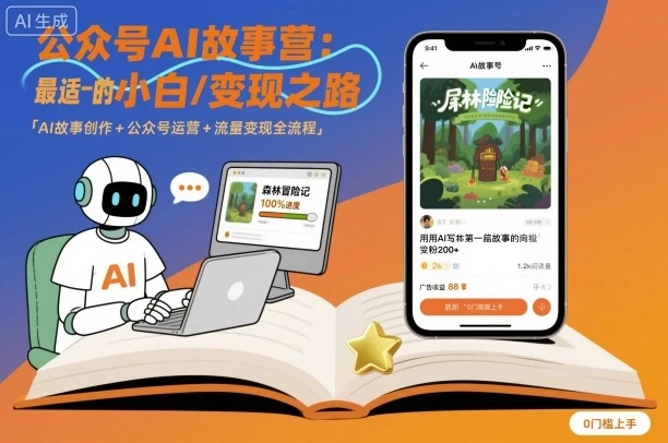 【精】公众号ai故事营，最适合小白的自媒体变现之路