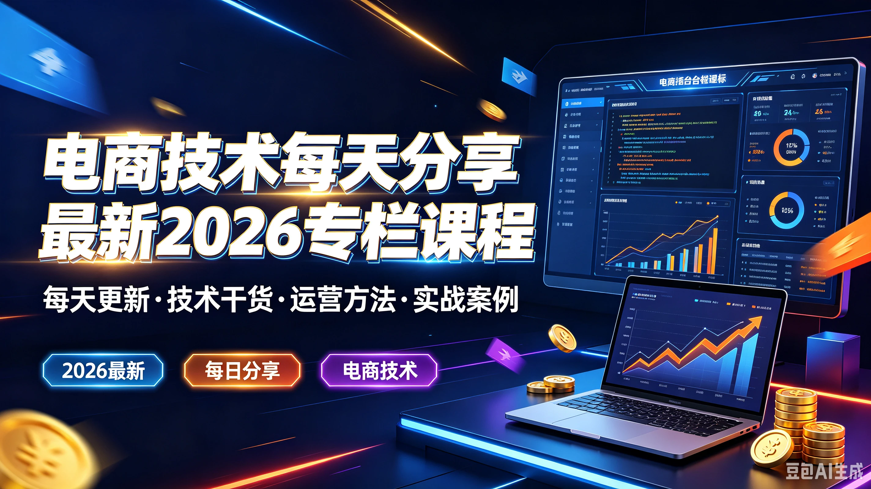 【精】电商技术每天分享最新2026专栏课程，每天更新·技术干货·运营方法·实战案例，2026最新、每日分享、电商技术