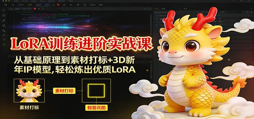 【精】LoRA训练进阶实战课：从基础原理到素材打标+3D新年IP模型，轻松炼出优质LoRA