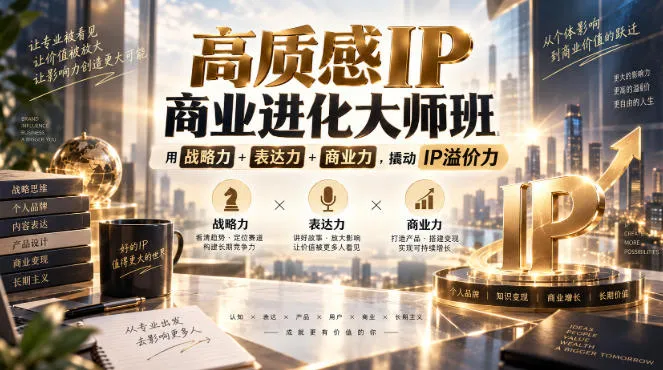 【精】高质感IP商业进化大师班,用战略力+表达力+商业力,撬动IP溢价力