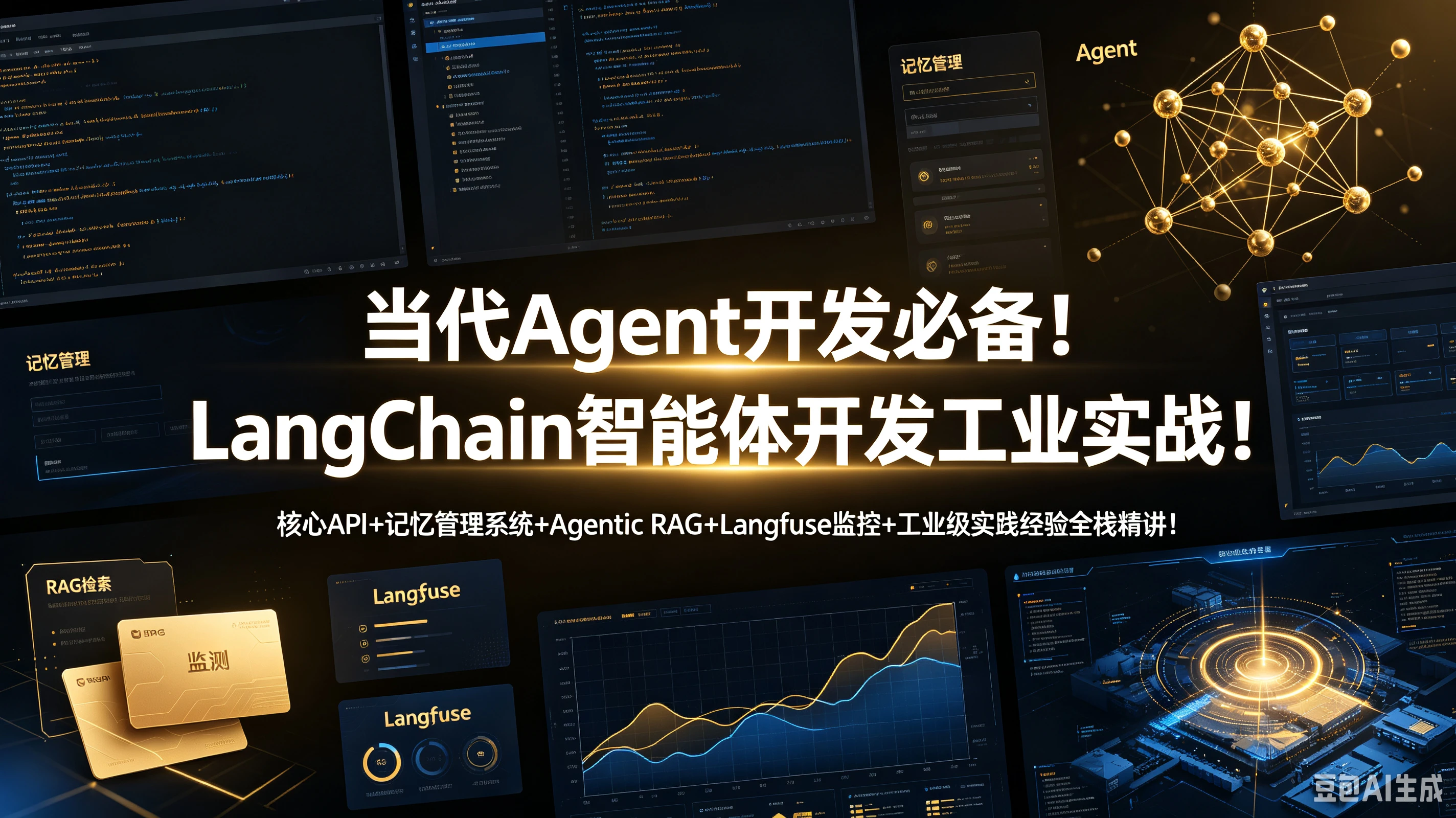 【精】当代Agent开发必备！LangChain智能体开发工业实战！核心API+记忆管理系统+Agentic RAG+Langfuse监控+工业级实践经验全栈精讲！