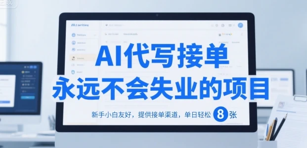 AI代写接单，永远不会失业的项目，新手小白友好，提供接单渠道，单日轻松 8张【揭秘】