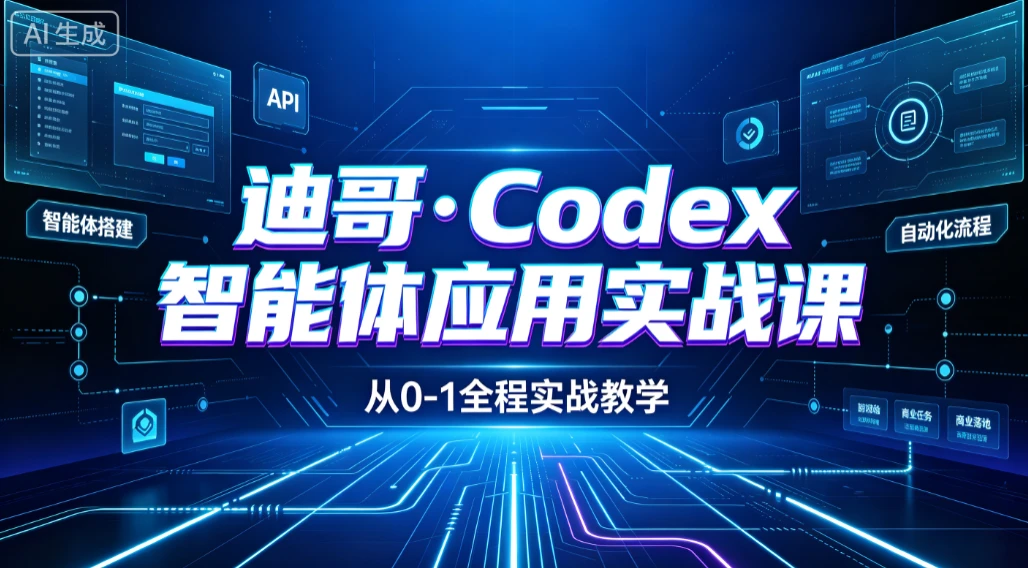 【精】迪哥·Codex智能体应用实战课 从安装配置到智能体小镇架构，涵盖视频创作/数字人/办公提效全技能