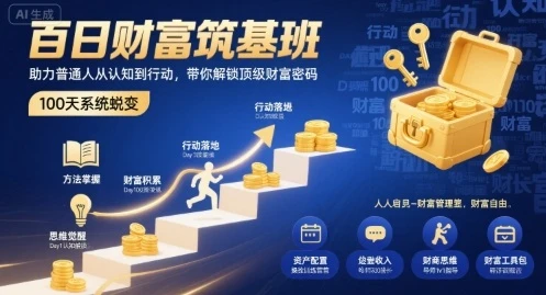 【精】百日财富筑基班,助力普通人从认知到行动,带你解锁顶级财富密码 【精】百日财富筑基班,助力普通人从认知到行动,带你解锁顶级财富密码