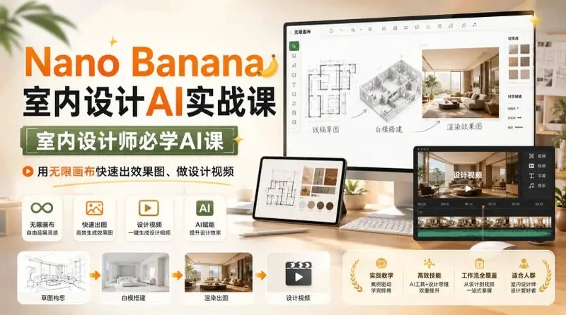 【精】Nano Banana室内设计AI实战课,室内设计师必学AI课 【精】Nano Banana室内设计AI实战课,室内设计师必学AI课