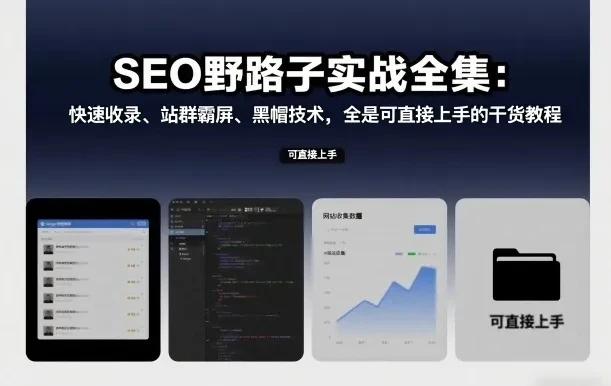 【精】SEO野路子实战全集:快速收录、站群霸屏、黑帽技术,全是可直接上手的干货教程 【精】SEO野路子实战全集:快速收录、站群霸屏、黑帽技术,全是可直接上手的干货教程