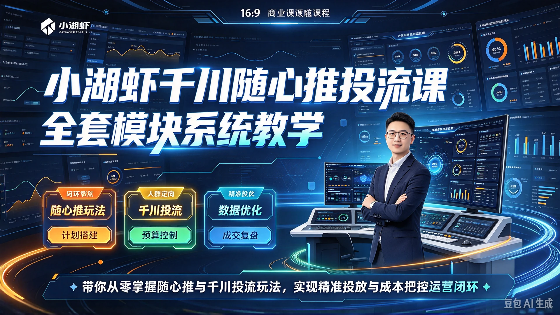 【精】小湖虾千川随心推投流课，全套模块系统教学，带你从零掌握随心推与千川投流玩法，实现精准投放与成本把控运营闭环
