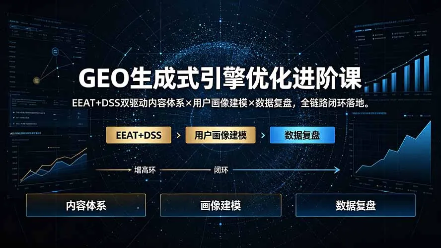 【精】GEO生成式引擎优化进阶课:EEAT+DSS双驱动,全链路流量增长闭环 【精】GEO生成式引擎优化进阶课:EEAT+DSS双驱动,全链路流量增长闭环