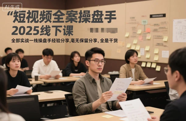 【精】短视频全案操盘手2025线下课，全部实战一线操盘手经验分享，毫无保留分享，全是干货