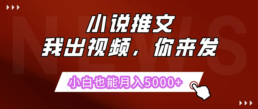 抖推猫最新玩法，小白也能月入5000+，小说推文无需剪辑，直接代发，2分钟直接搞定