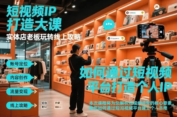 【精】短视频ip打造大课，实体店老板玩转线上攻略