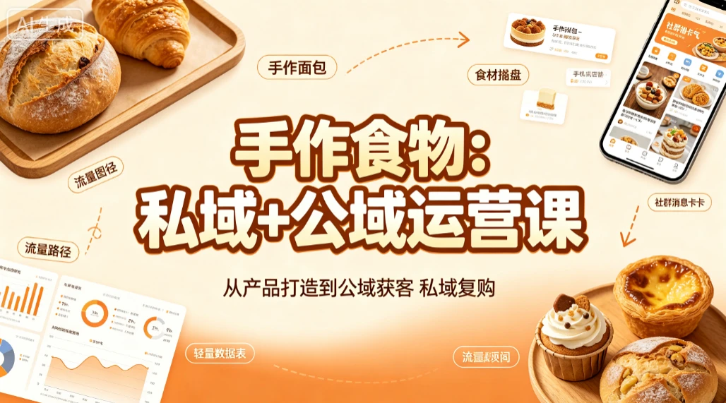 【精】手作食物：私域+公域运营课，从产品打造到公域获客私域复购