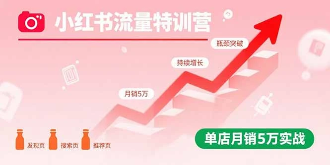 【精】小红书流量特训营：突破流量瓶颈，实现店铺持续增长，单店月销5万实战