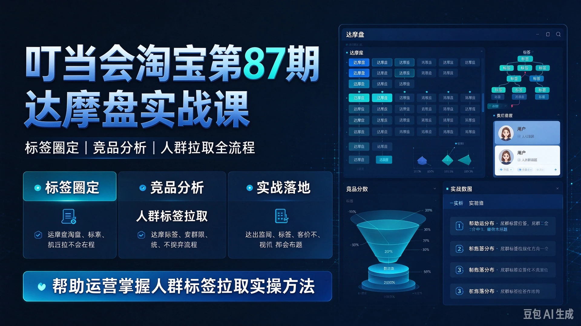 【精】叮当会淘宝第87期达摩盘侧重实战落地，讲解标签圈定与竞品分析，帮助运营掌握人群标签拉取实操方法