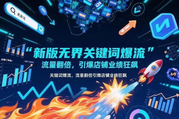 【精】新版无界关键词爆流，流量翻倍，引爆店铺业绩狂飙