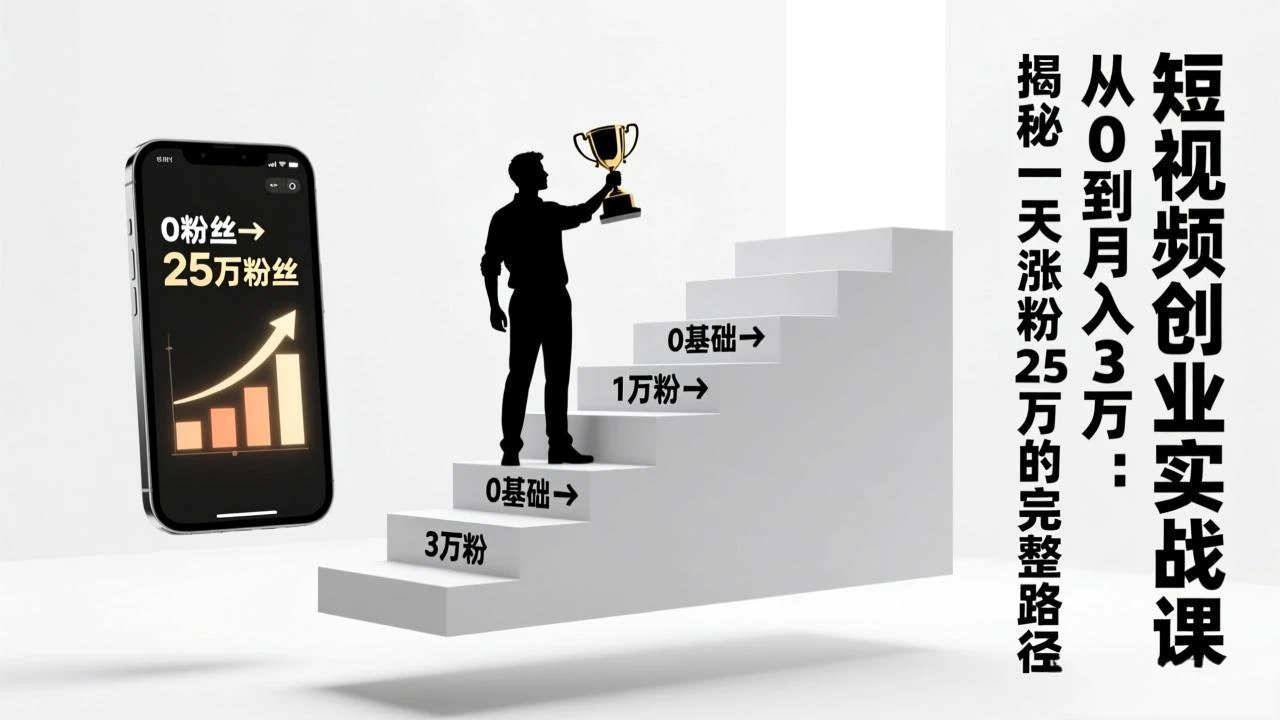 【精】短视频创业实战课:从0到月入3万:揭秘一天涨粉25万的完整路径 【精】短视频创业实战课:从0到月入3万:揭秘一天涨粉25万的完整路径