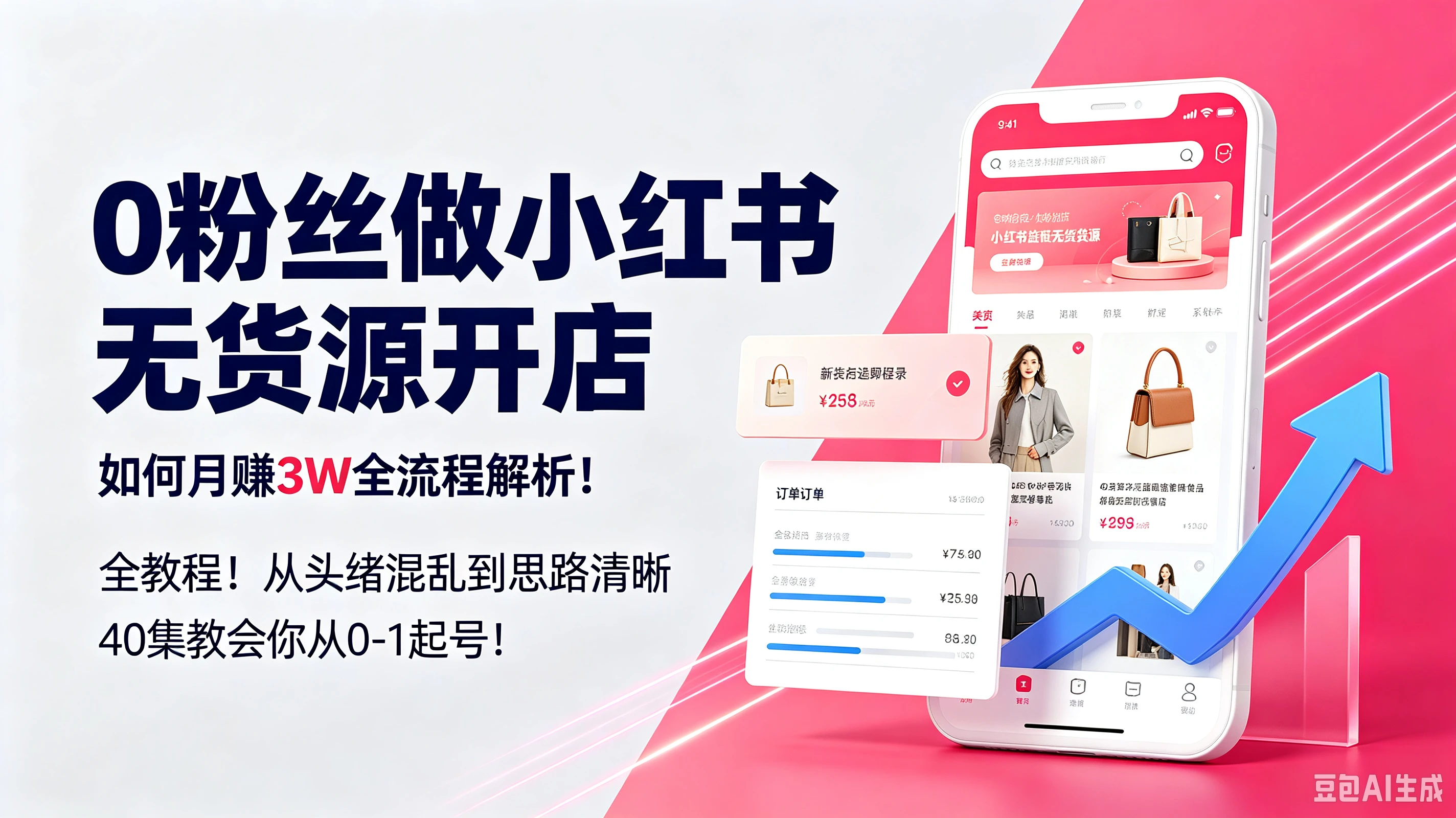 【精】0粉丝做小红书无货源开店,如何月赚3W全流程解析!全教程!从头绪混乱到思路清晰40集教会你从0-1起号! 【精】0粉丝做小红书无货源开店,如何月赚3W全流程解析!全教程!从头绪混乱到思路清晰40集教会你从0-1起号!