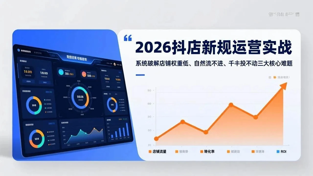 【精】2026抖店新规运营实战:系统破解店铺权重低、自然流不进、千川投不动三大核心难题 【精】2026抖店新规运营实战:系统破解店铺权重低、自然流不进、千川投不动三大核心难题