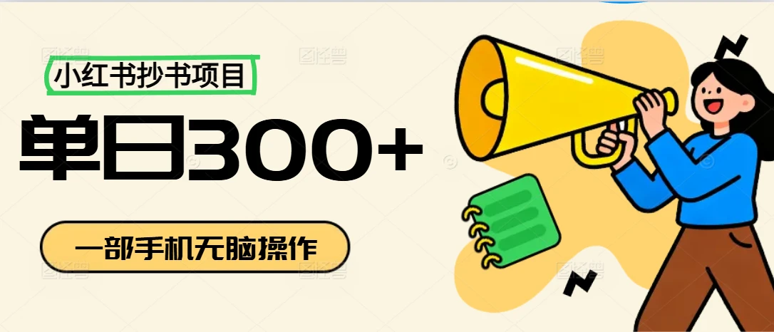 小红书抄书项目，无脑操作，新人一天300+