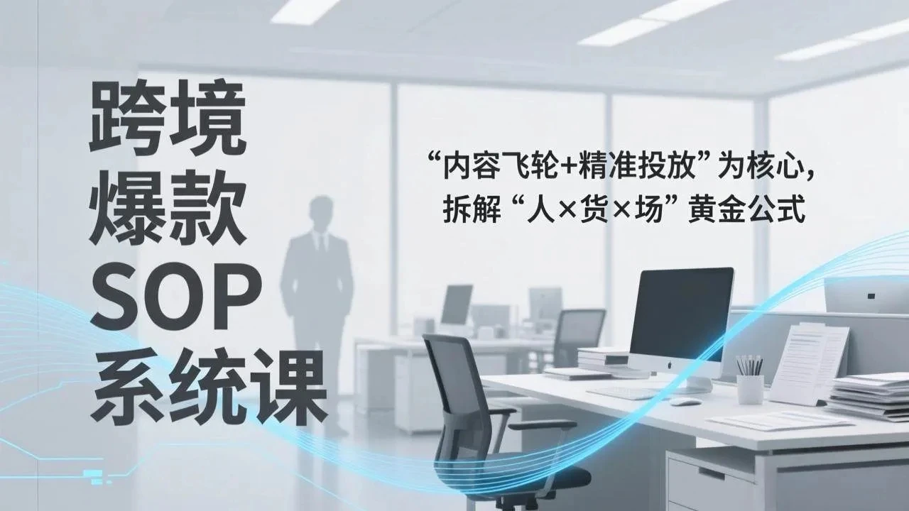 【精】跨境爆款SOP系统课，“内容飞轮+精准投放”为核心，拆解“人×货×场”黄金公式