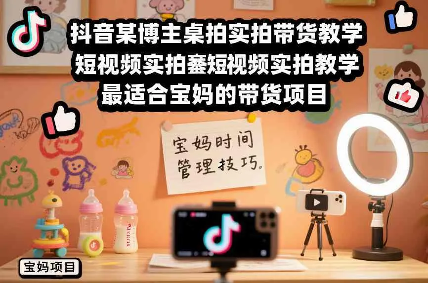 【精】抖音某博主桌拍实拍带货教学，短视频实拍教学，最适合宝妈的带货项目
