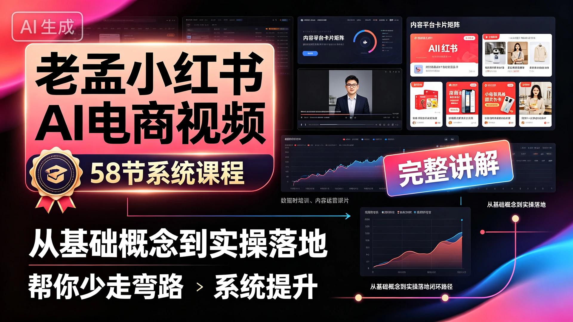 【精】老孟小红书AI电商视频,58 节系统课程,从基础概念到实操落地完整讲解,帮你少走弯路系统提升 【精】老孟小红书AI电商视频,58 节系统课程,从基础概念到实操落地完整讲解,帮你少走弯路系统提升