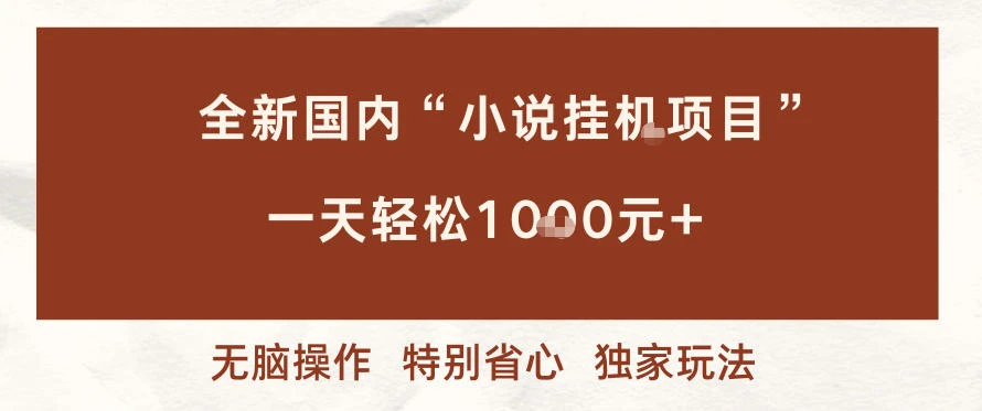 全新国内小说挂G项目，多窗口无脑跑，一天轻松1k+，特别省心【揭秘】